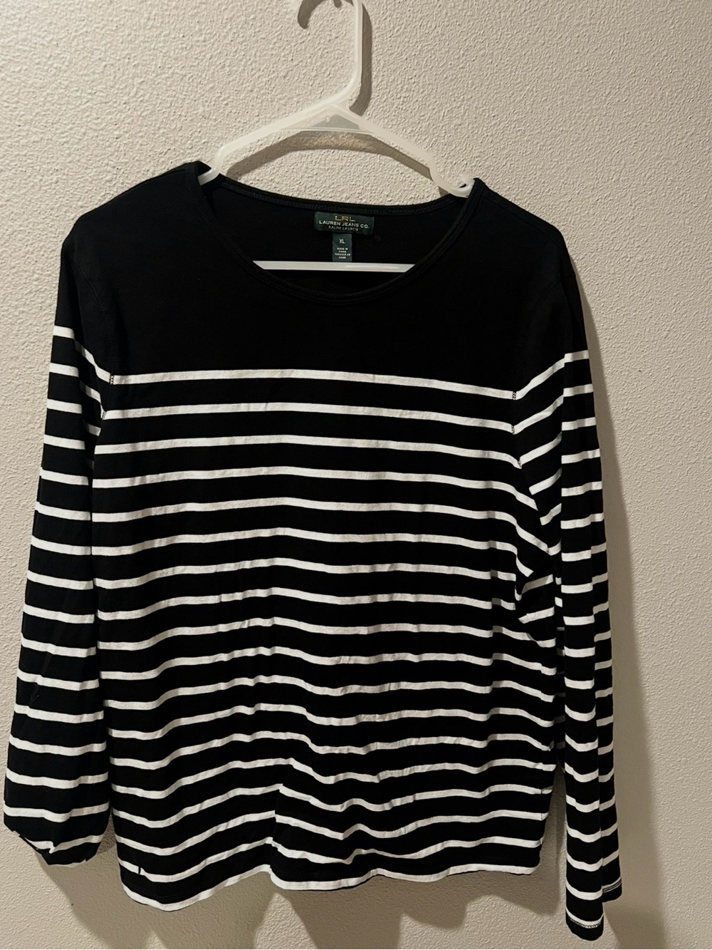 Ralph Lauren Black & White Striped Crewneck Sweater